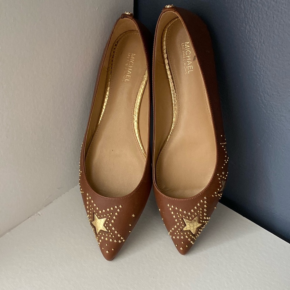 Michael Kors Women’s Flats Size 6.5 Sia Starry Night Super Star Gold Stud